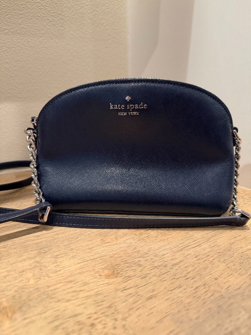 Kate Spade Spencer Small Dome Crossbody Bag Blue and Silver